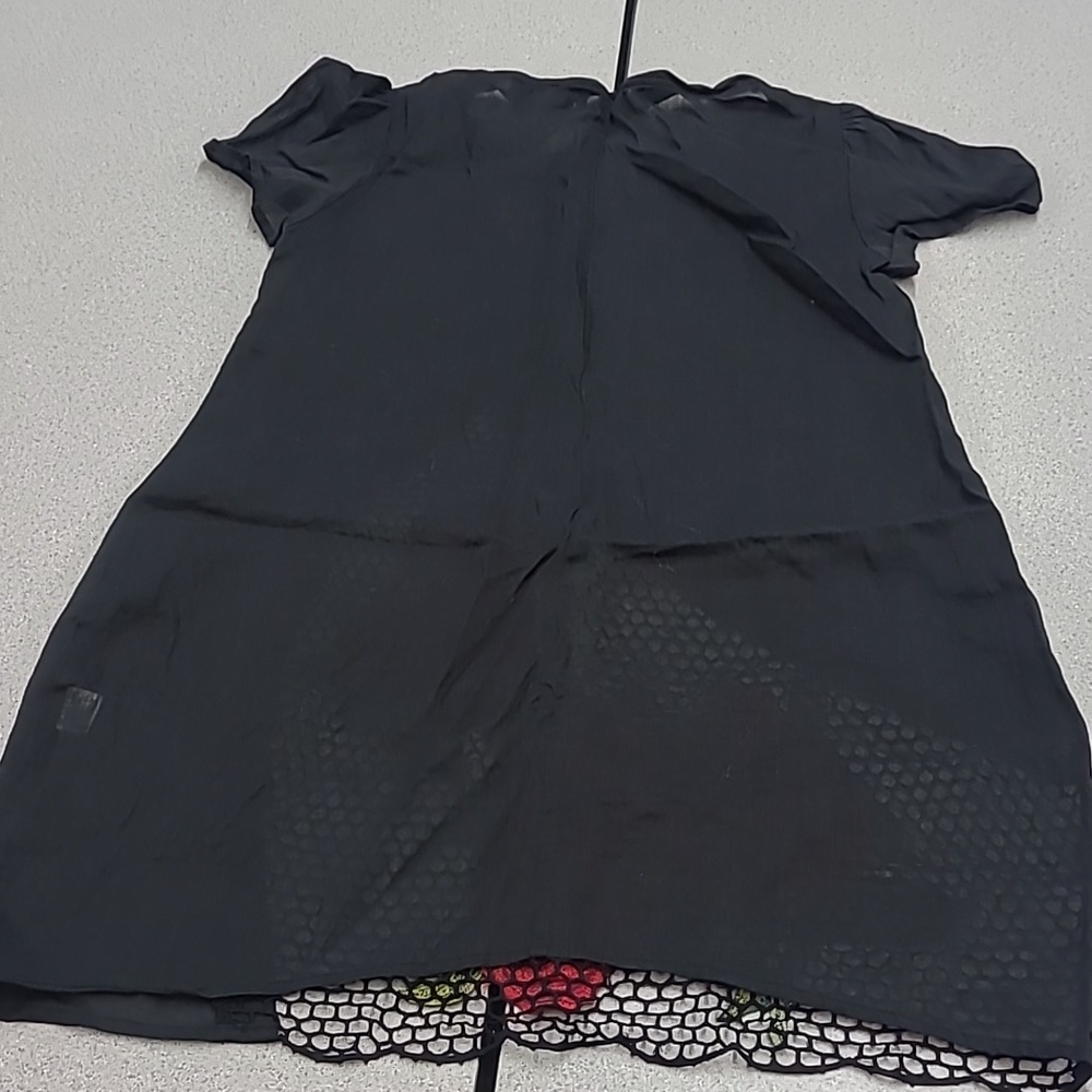 Dikamni Black Floral Lightweight Linen Mesh Panel Dress Size S - Picture 5 of 6
